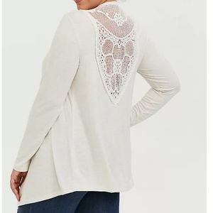 Torrid Size 5 Crochet Hi-Low Cardigan Oatmeal